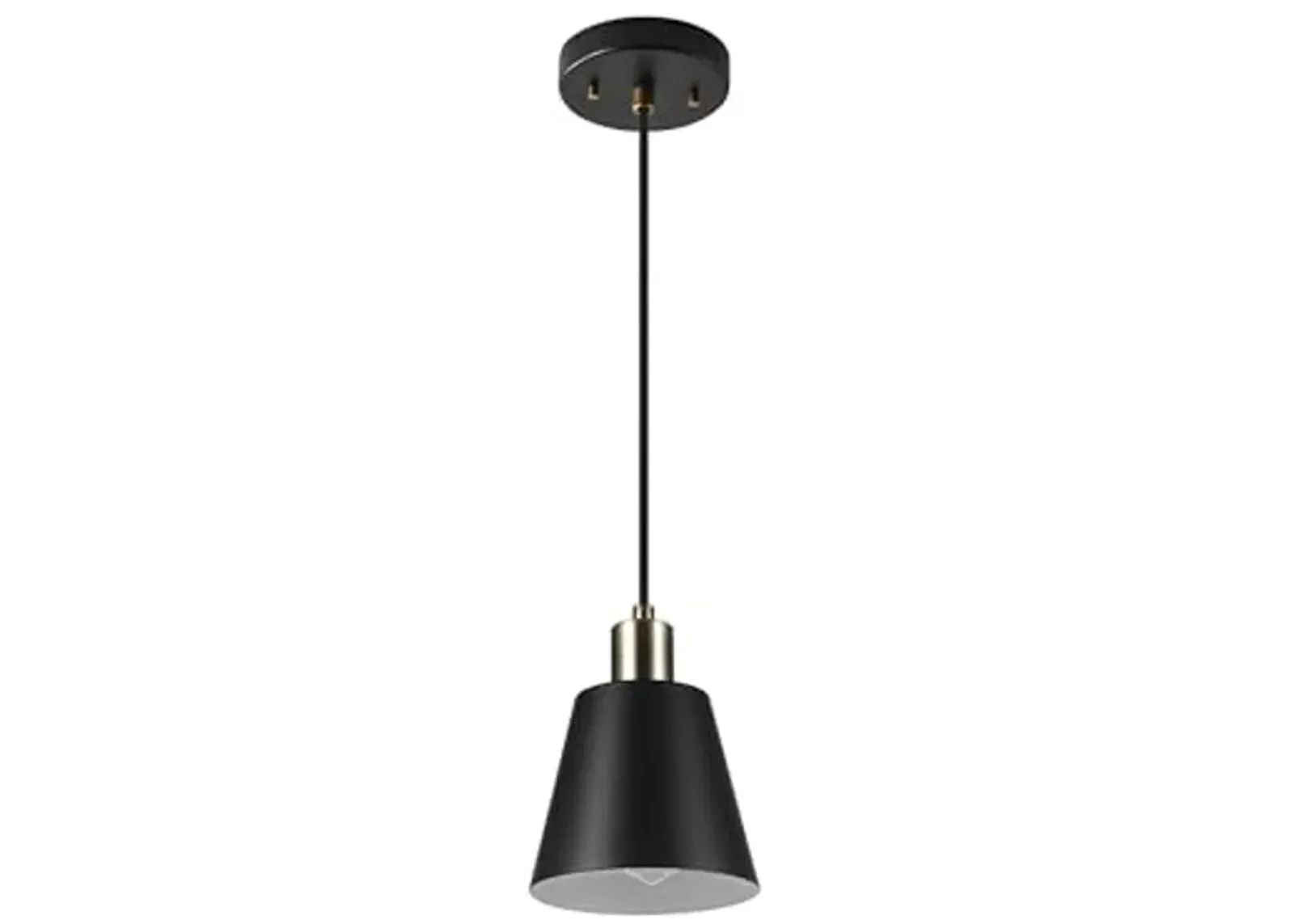 Globe Electric 67000153 1-Light Plug-in or Hardwire Pendant Light, Matte Black, Matte Brass Accents, Adjustable Height, Ceiling Lights, Home Essentials, Kitchen, Bedroom, Indoor Lighting, Décor