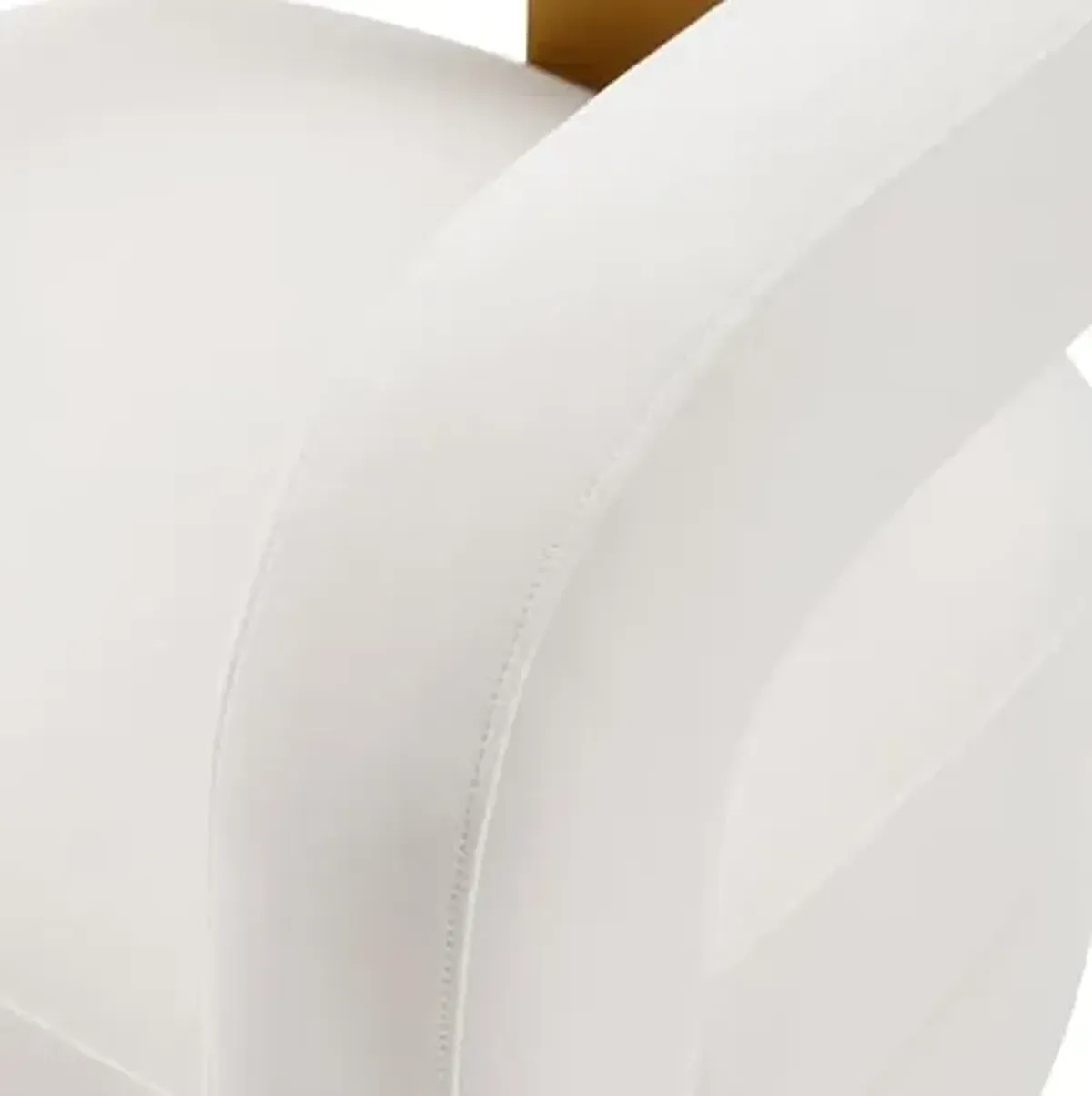 Manhattan Comfort Amirah Modern Velvet Accent Chair with Geometric Floating Open Back, High Density Foam Padding & Pine Wood with Brushed Gold Metal Legs, Set of 1, White