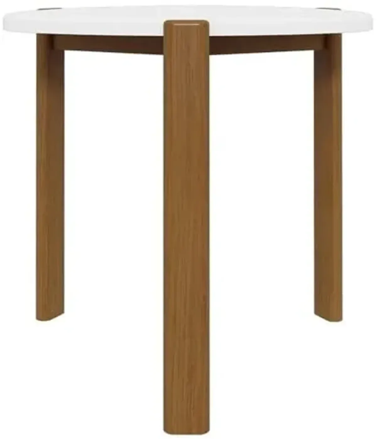 Manhattan Comfort Gales Mid Century Modern End Table with Oval Triangle Shaped Top, Accent Furniture for Living Room Made from Solid Eucalyptus Wood, Matte White