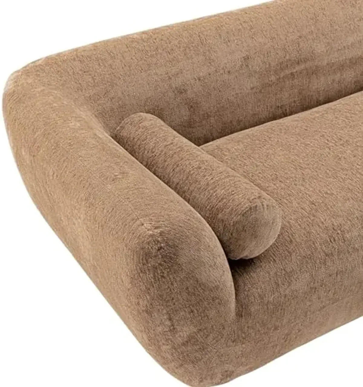 Manhattan Comfort Ulka 96-Inch Contemporary Boucle Sofa for Living Room with Premium Pine Wood Frame, Metal Base, High-Density Foam Padding & 2 Bolster Pillows, Light Brown