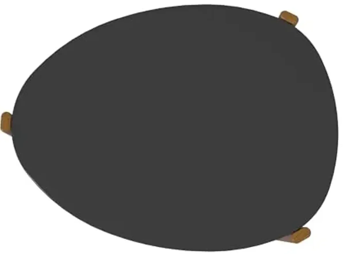 Manhattan Comfort Gales Mid Century Modern Coffee Table with Oval Triangle Shaped Top, Accent Furniture for Living Room Made from Solid Eucalyptus Wood, Matte Black