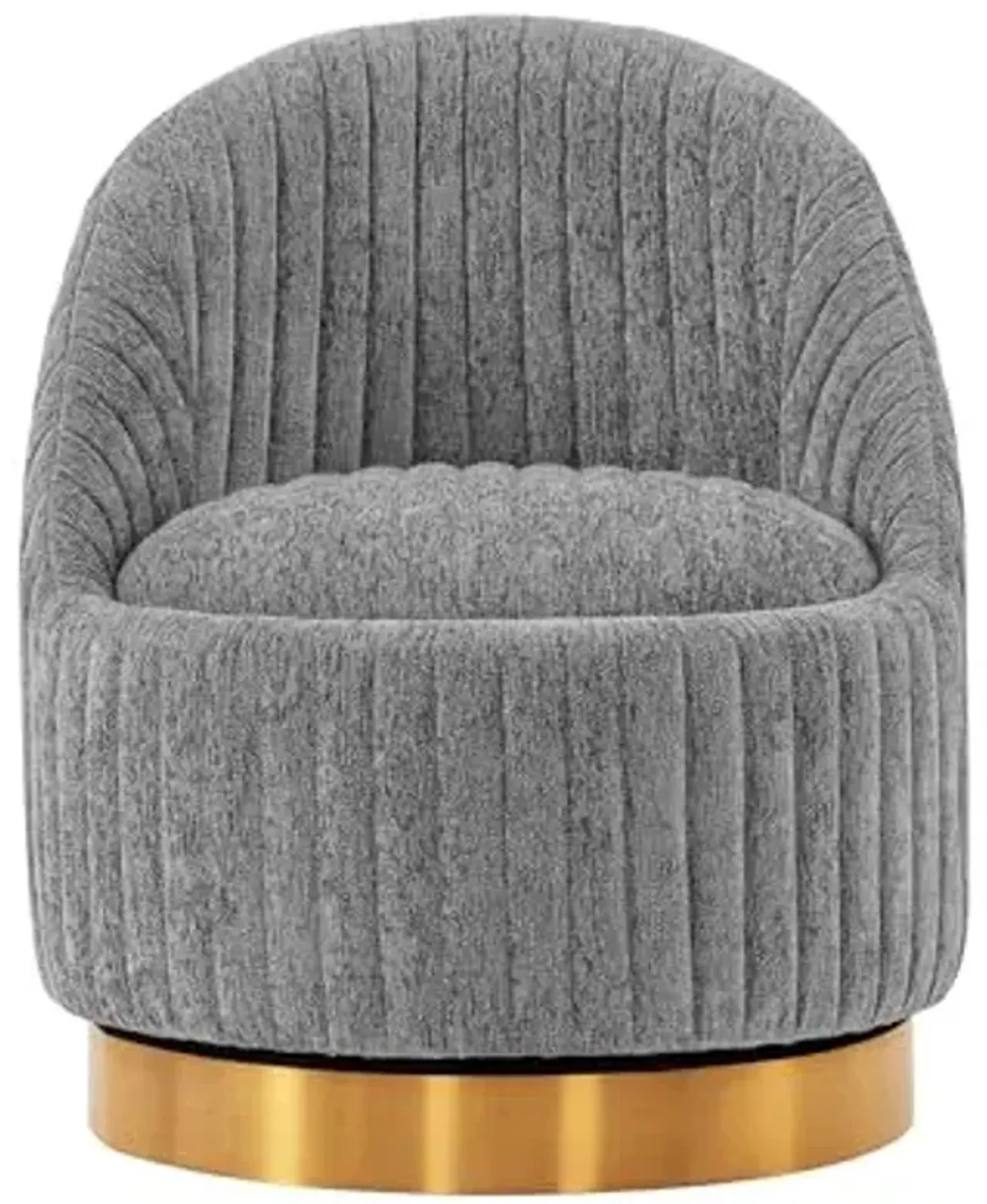 Manhattan Comfort Leela Modern Swivel Accent Chair in Luxurious Boucle Upholstery with High Density Foam Padding & Wood Frame with Gold Metal Base, Grey