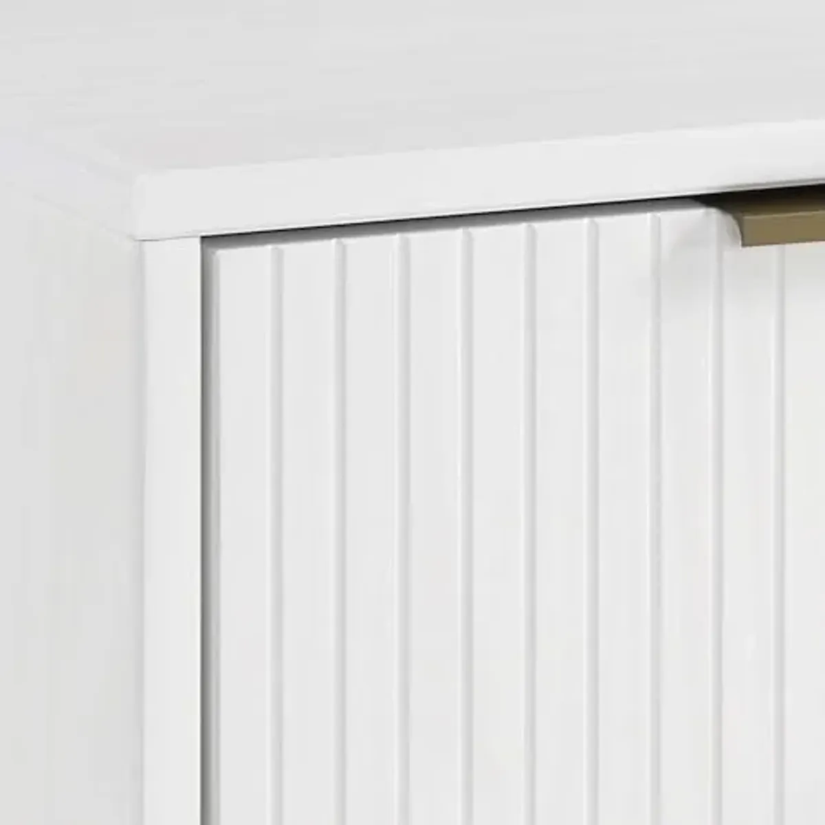 Manhattan Comfort Granville 2-Piece Modern Solid Wood Tall Narrow and Standard Dresser Set - Gold Finish Handles - Sleek Design for up to 35" TV - Elegant and Durable Bedroom Furniture, White