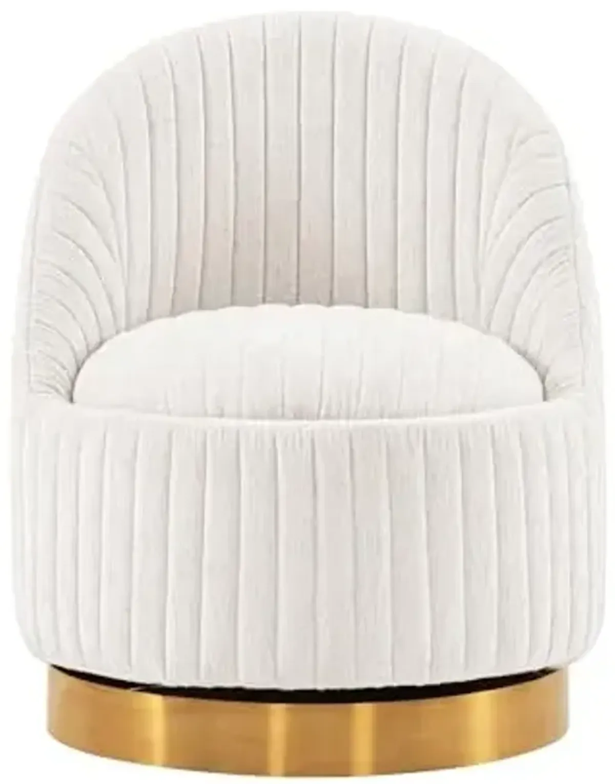 Manhattan Comfort Leela Modern Swivel Accent Chair in Luxurious Boucle Upholstery with High Density Foam Padding & Wood Frame with Gold Metal Base, Cream