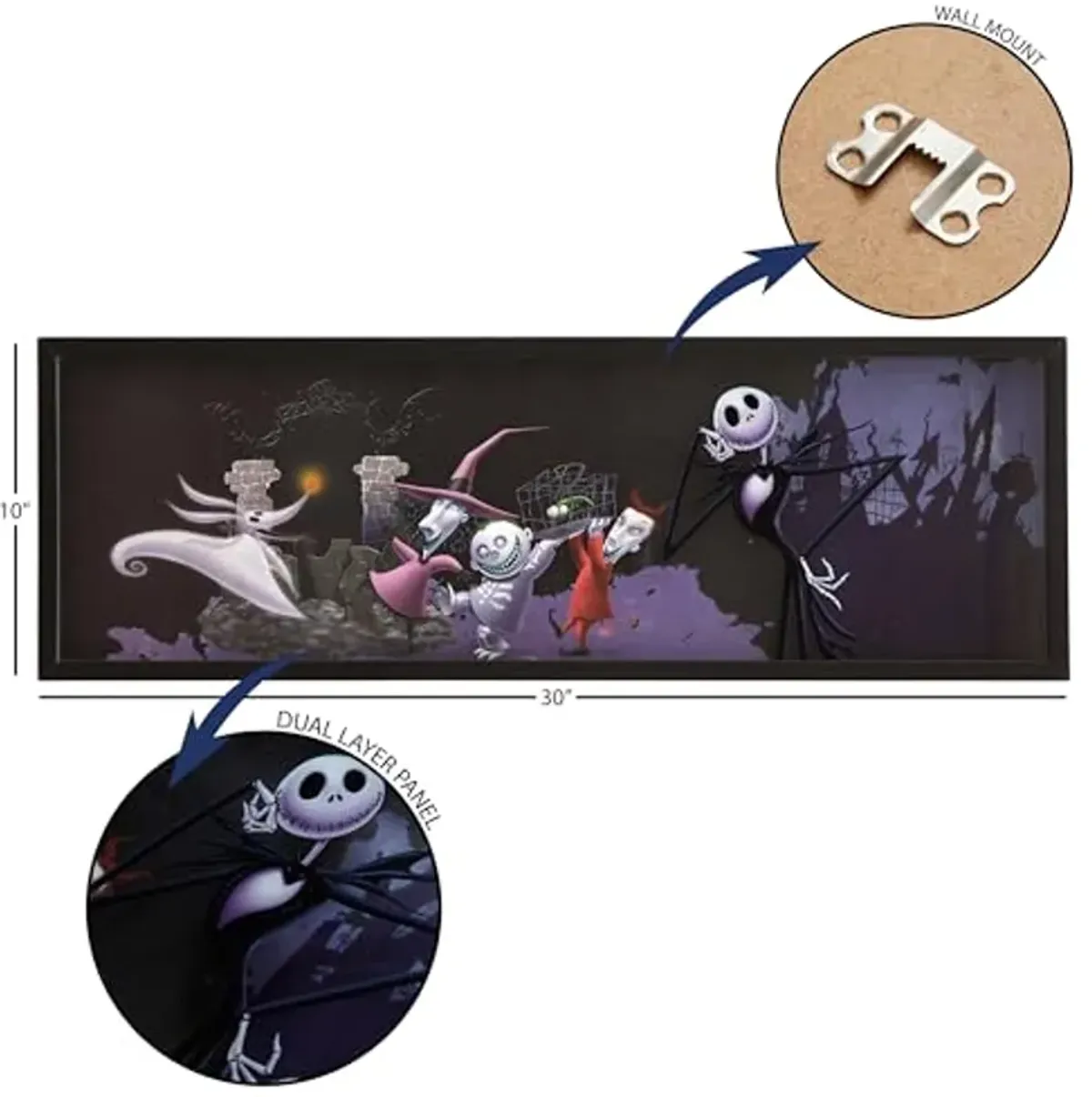 Idea Nuova Nightmare Before Christmas Dual Layer Wall Art 10" Hx30 W