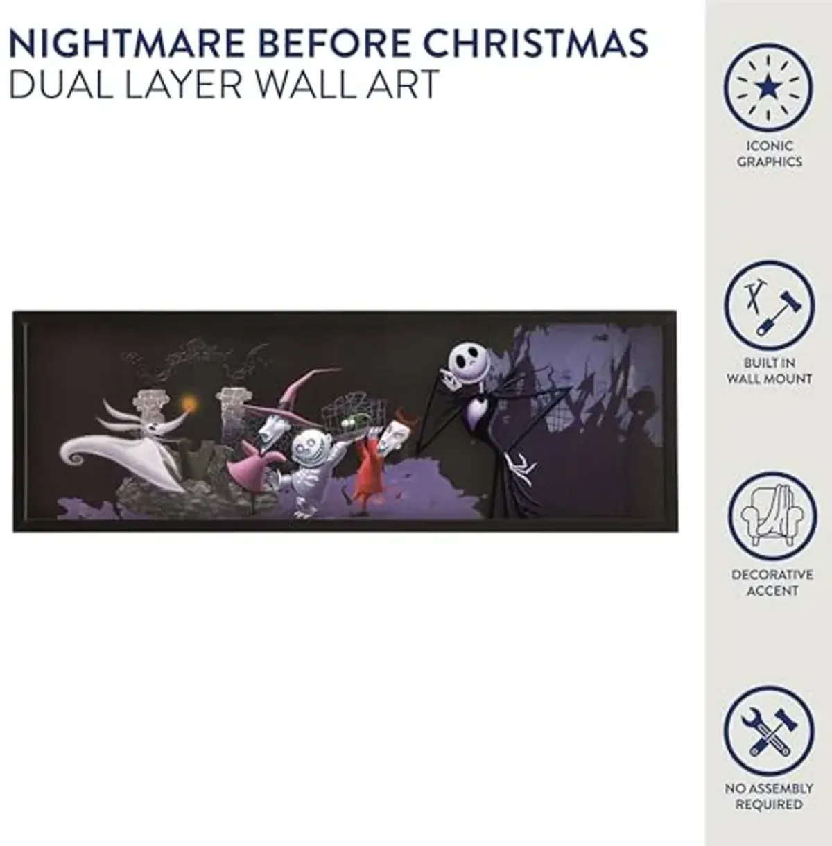 Idea Nuova Nightmare Before Christmas Dual Layer Wall Art 10" Hx30 W