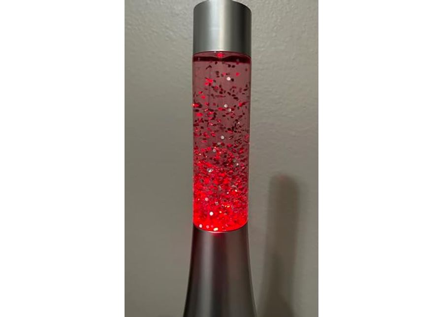 Night Lamp - Swirling Glitter Lamp, Clear Plastic, Grey Base, Transparent