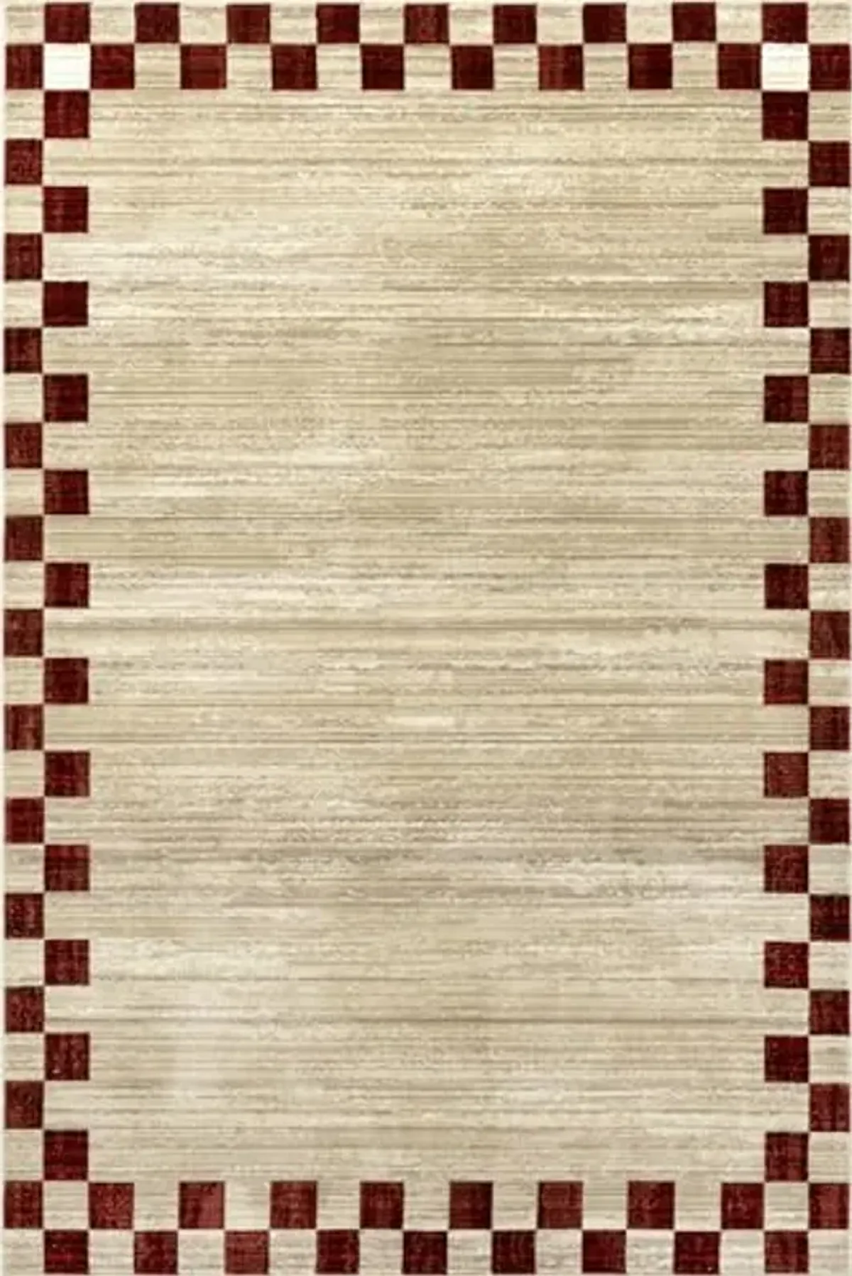 Rugs USA x Arvin Olano Pompeii Checked Border Area Rug, 2x7, Red