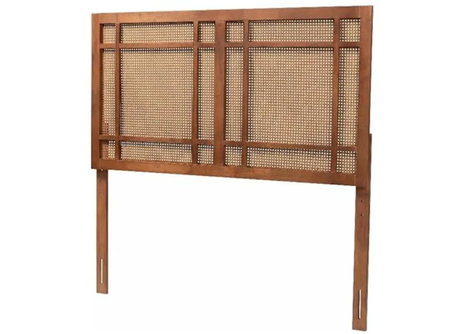 Baxton Studio Katrice Ash Walnut Finished Wood Queen Size Headboard with Rattan