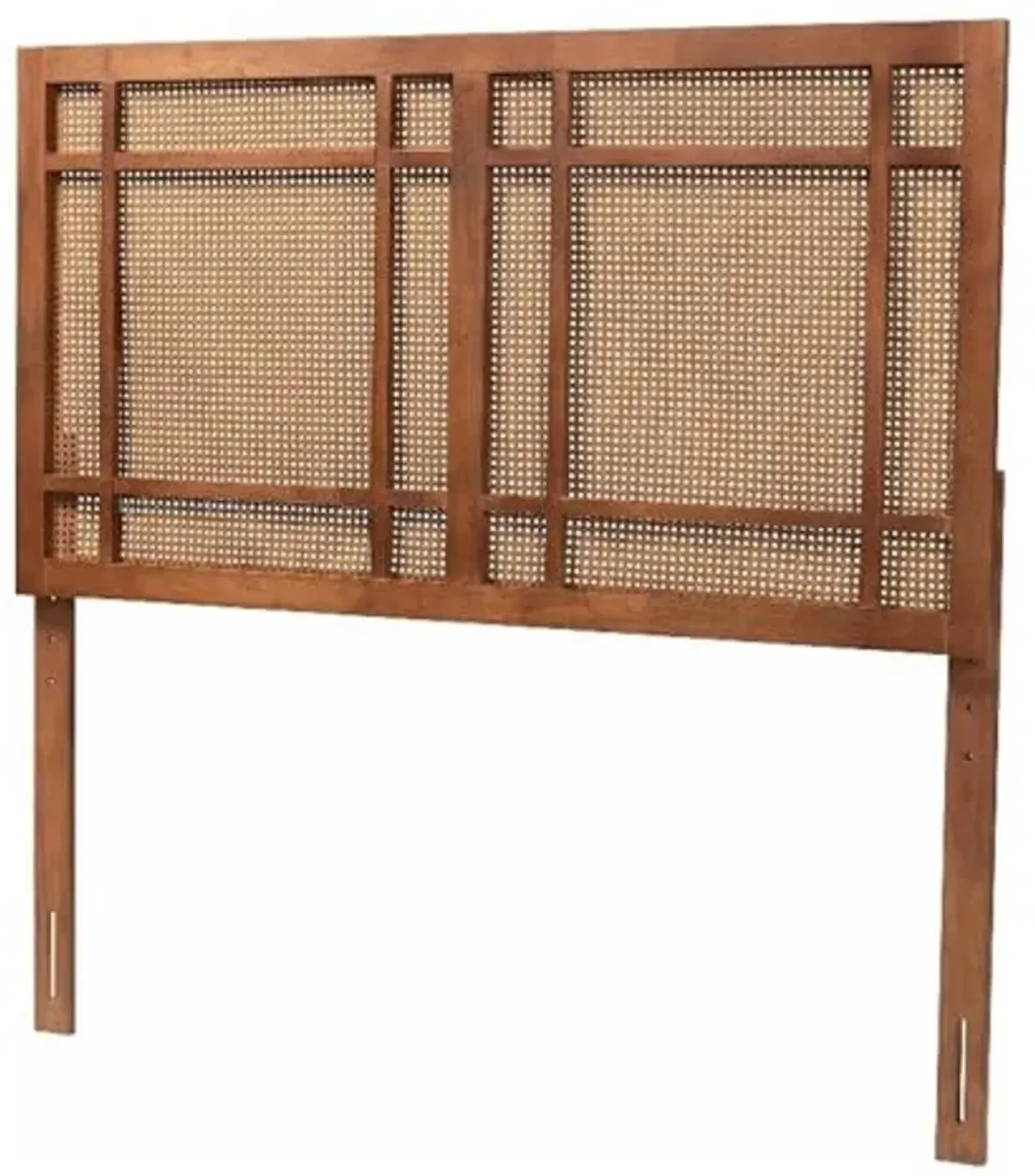 Baxton Studio Katrice Ash Walnut Finished Wood Queen Size Headboard with Rattan