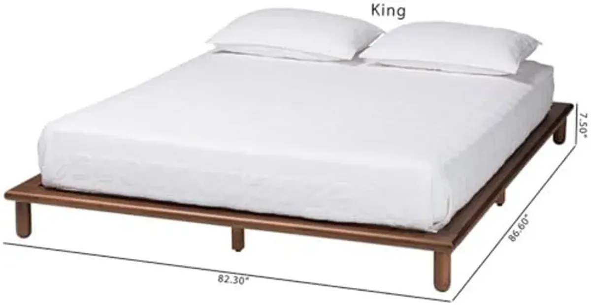 Baxton Studio Alivia Mid-Century Modern Walnut Brown Finished Wood King Size Bed Frame