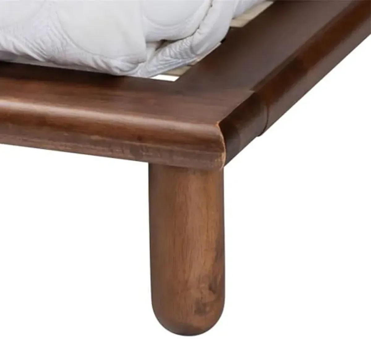 Baxton Studio Alivia Mid-Century Modern Walnut Brown Finished Wood King Size Bed Frame