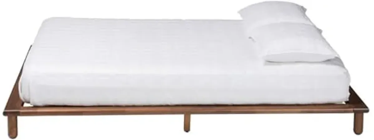 Baxton Studio Alivia Mid-Century Modern Walnut Brown Finished Wood King Size Bed Frame