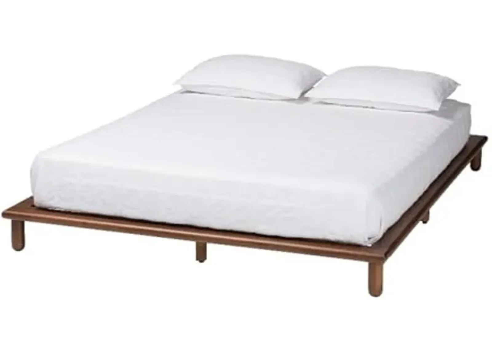 Baxton Studio Alivia Mid-Century Modern Walnut Brown Finished Wood King Size Bed Frame