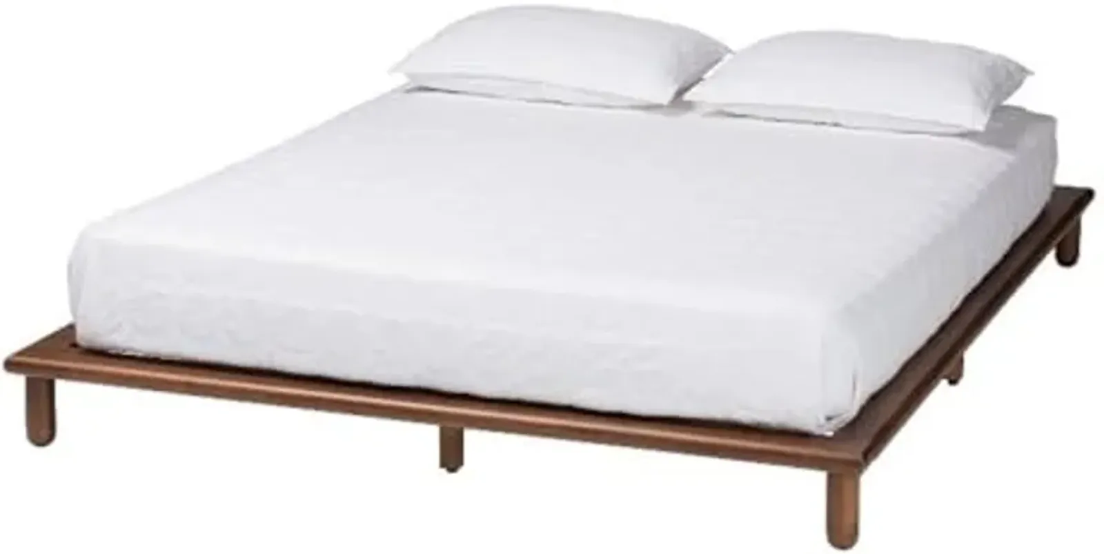 Baxton Studio Alivia Mid-Century Modern Walnut Brown Finished Wood King Size Bed Frame