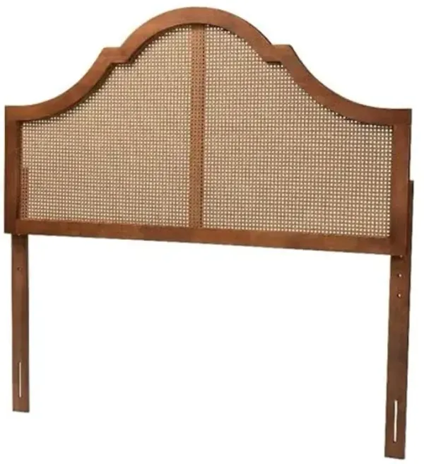 Baxton Studio Camila Ash Walnut Finished Wood Queen Size Headboard with Rattan