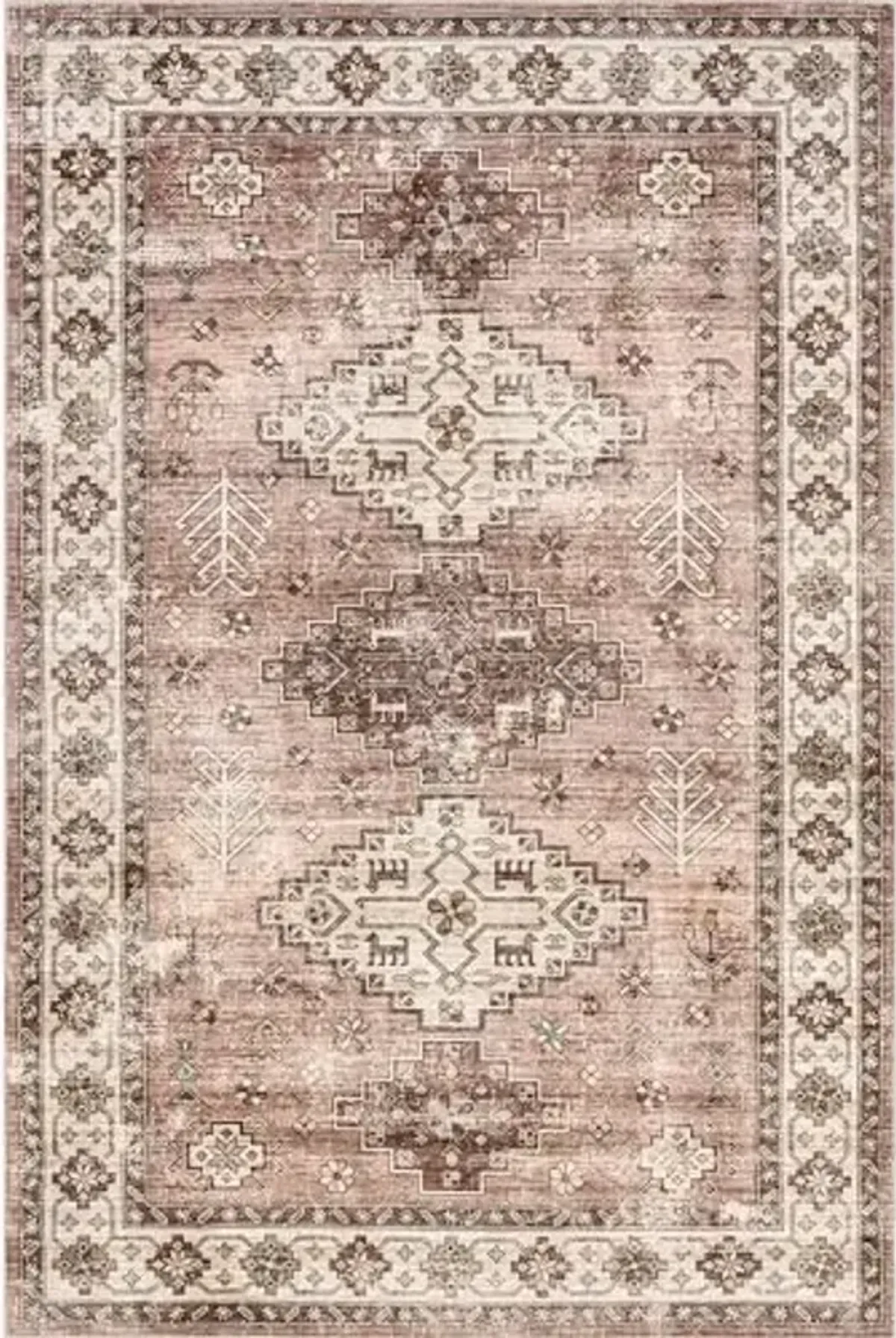 Rugs USA Barbary Distressed Machine Washable Area Rug, 5x8, Blush