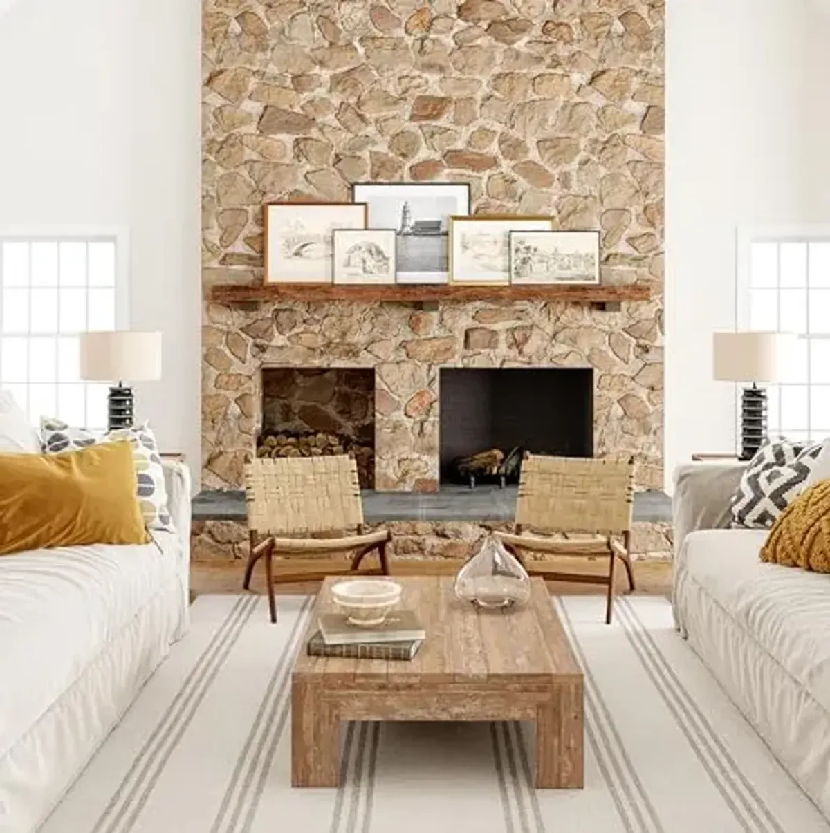 Rugs USA Hawthorn Ivory, 4' x 6', Handmade, Striped, Wool, Soft and Cozy, High Traffic, Stain Resistant, Easy Clean, Durable Area Rug for Bedroom, Living Room, Dining, Den, Foyer