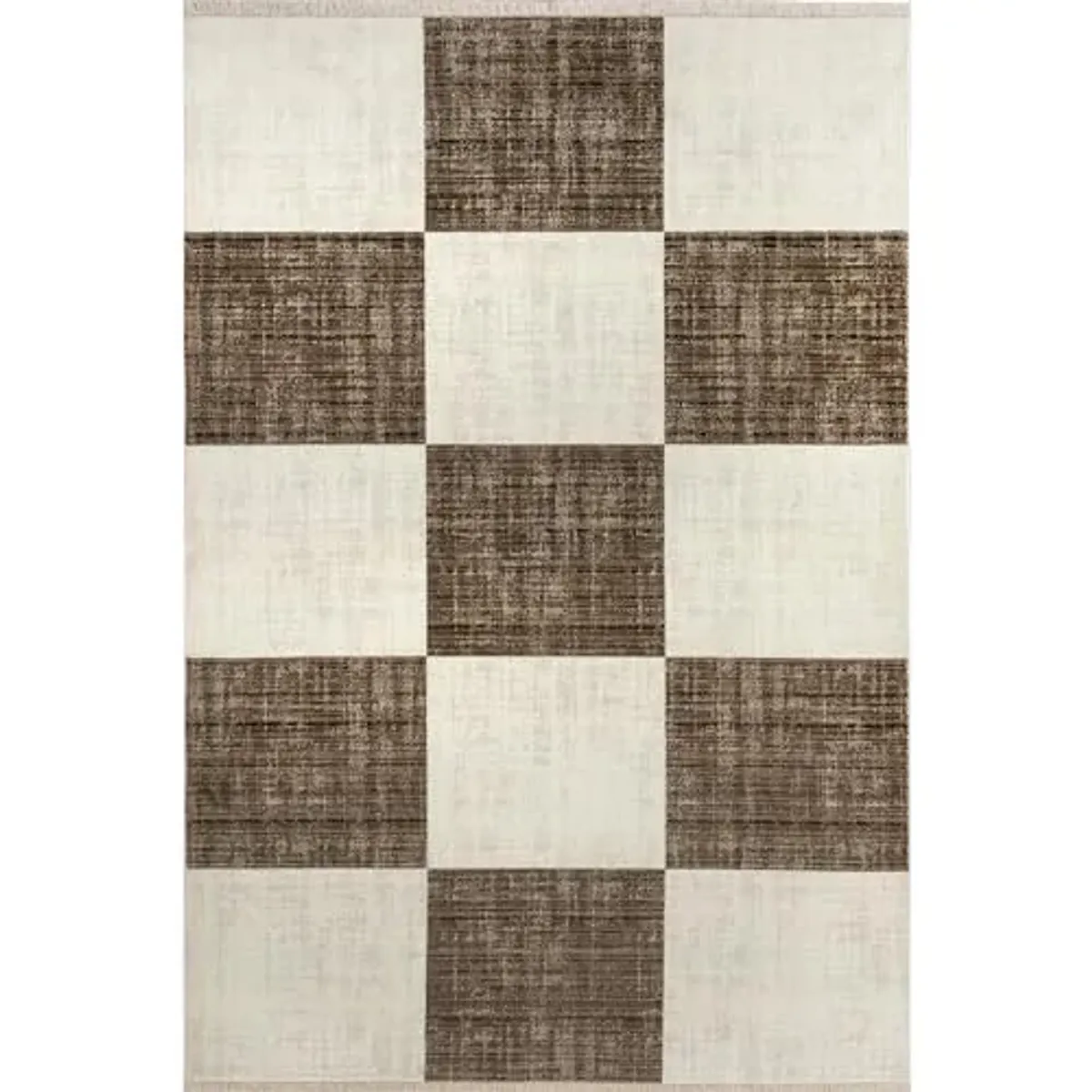 Rugs USA Aspen Brown/Ivory, 8' x 10', Checkered, Soft and Cozy, High Traffic, Stain Resistant, Easy Clean, Durable Area Rug for Bedroom, Living Room, Dining Space, Den, Foyer, Entryway