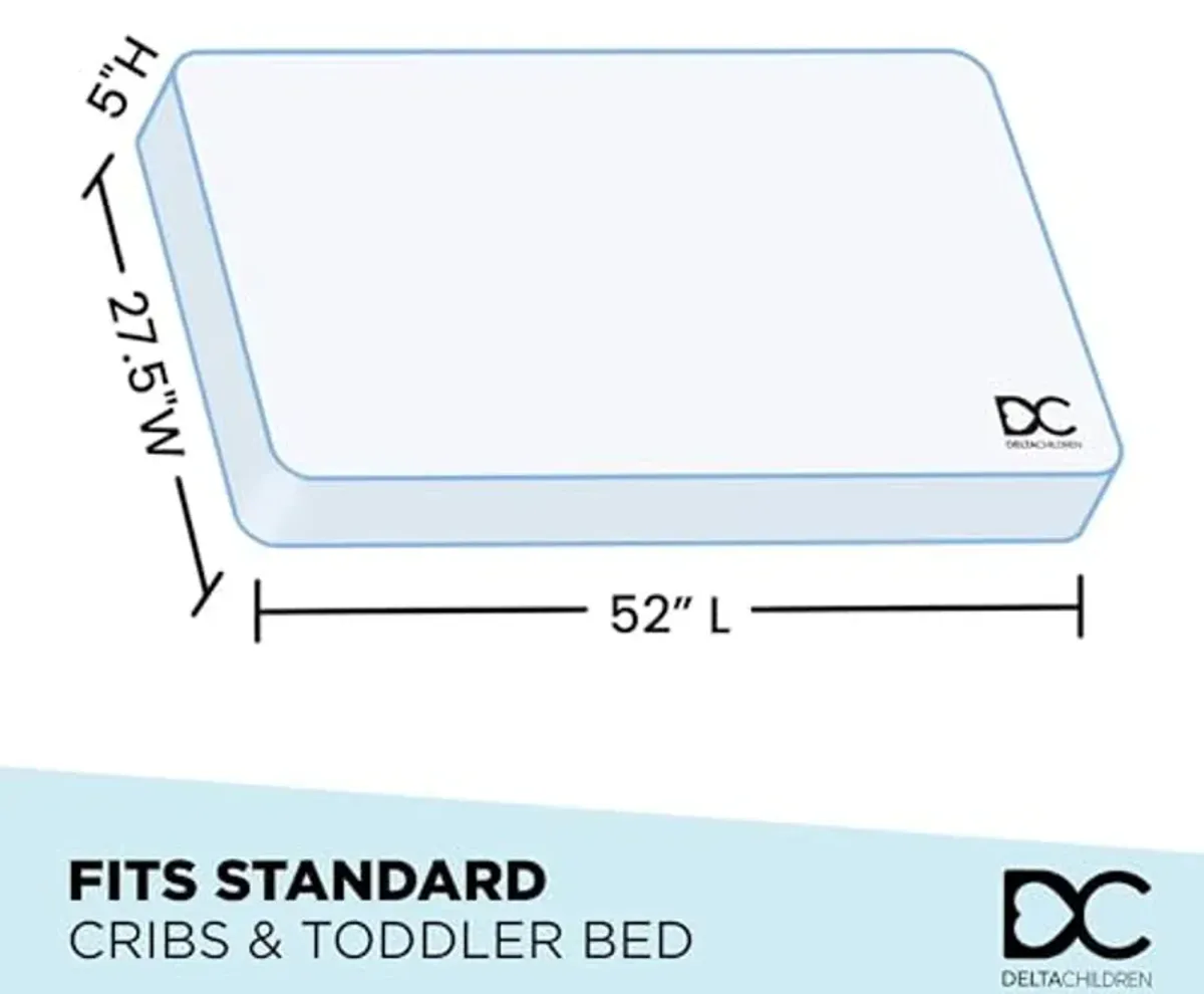 Delta Children Twinkle Galaxy Dual Sided Recycled Fiber Core Crib and Toddler Mattress Fitted Crib Sheets for Girls and Boys (Pack of 2), Safari Friends (Bundle)