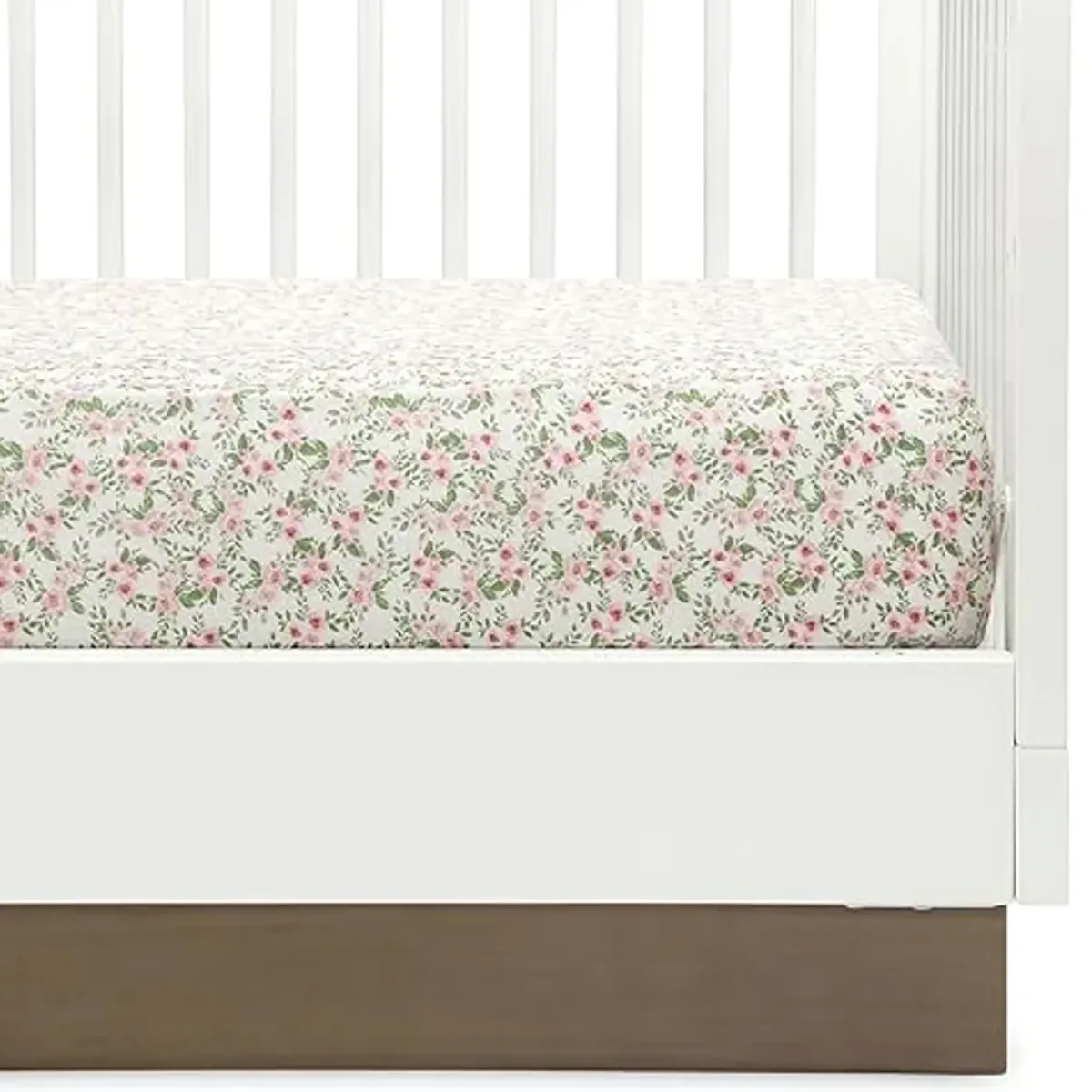 Delta Children Twinkle Stars Fiber Core Crib and Toddler Mattress Fitted Crib Sheets for Girls and Boys (Pack of 2), Pink Floral (Bundle)