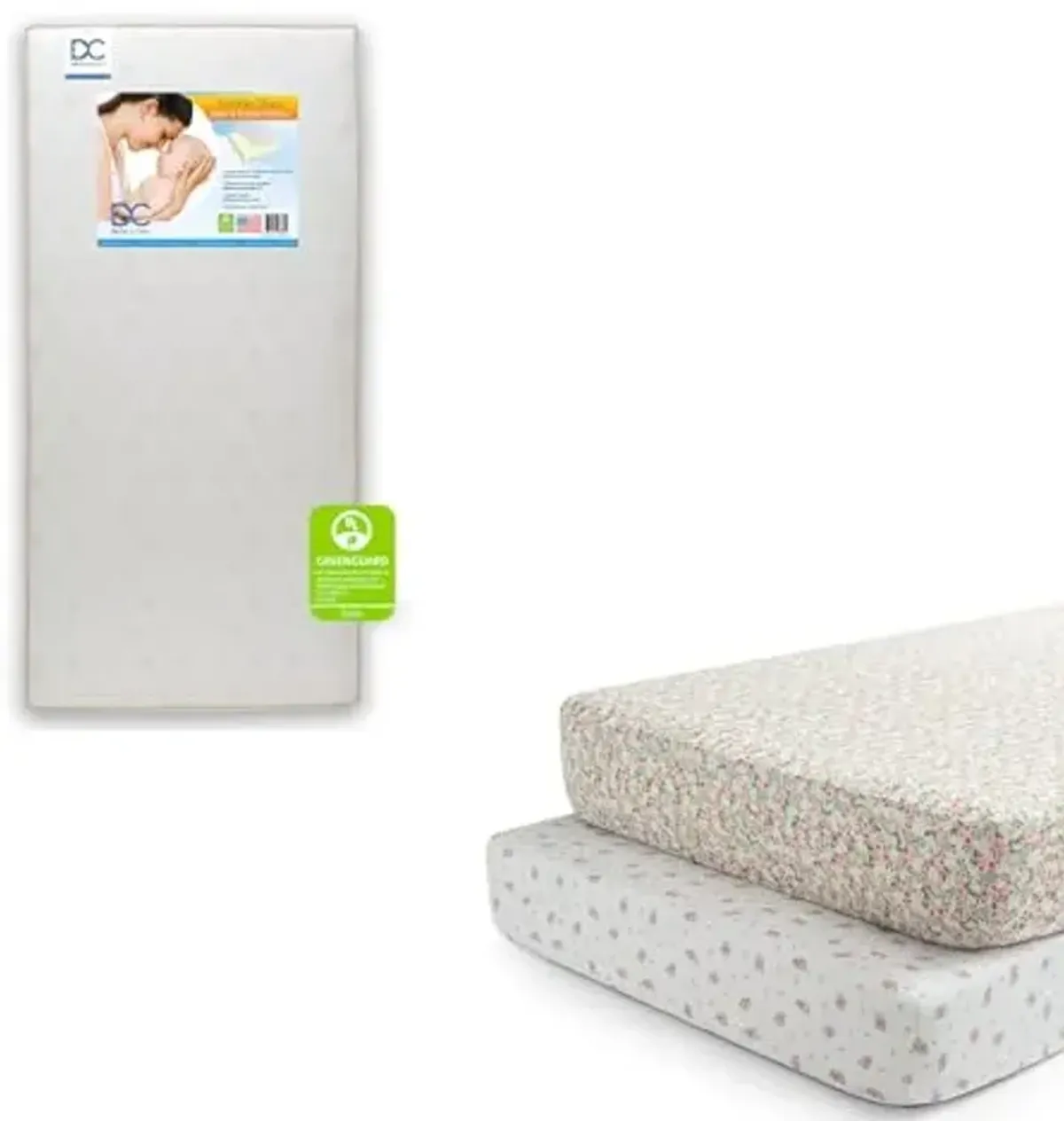 Delta Children Twinkle Stars Fiber Core Crib and Toddler Mattress Fitted Crib Sheets for Girls and Boys (Pack of 2), Pink Floral (Bundle)