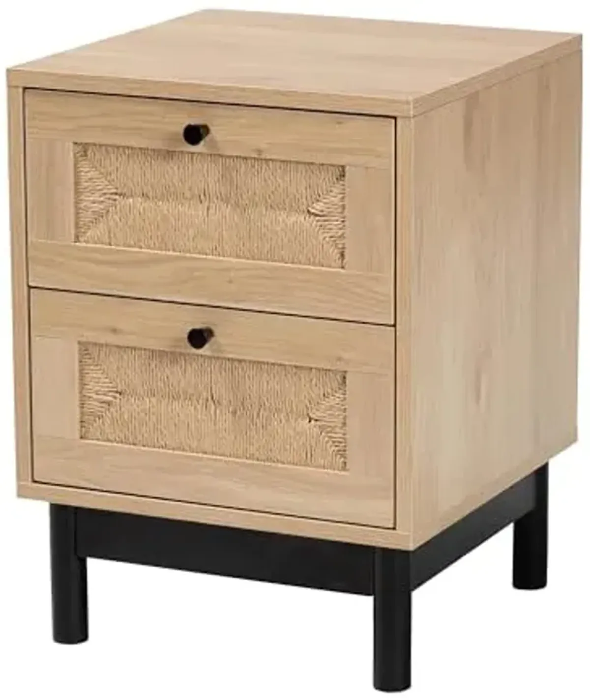 Baxton Studio Cherelle Mid-Century Modern Light Brown and Black 2-Drawer End Table