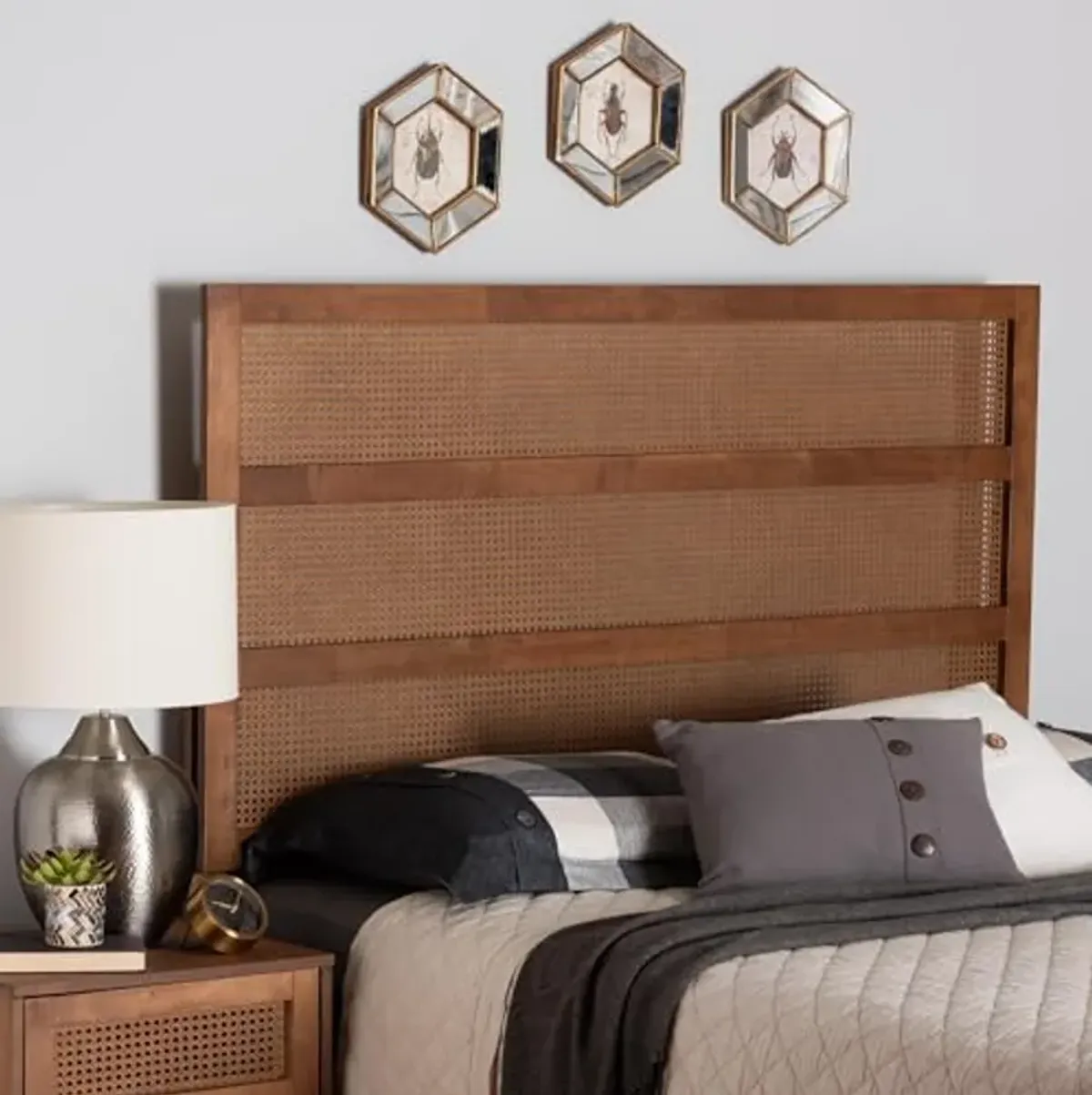 Baxton Studio Berne Headboard, King, Ash Walnut