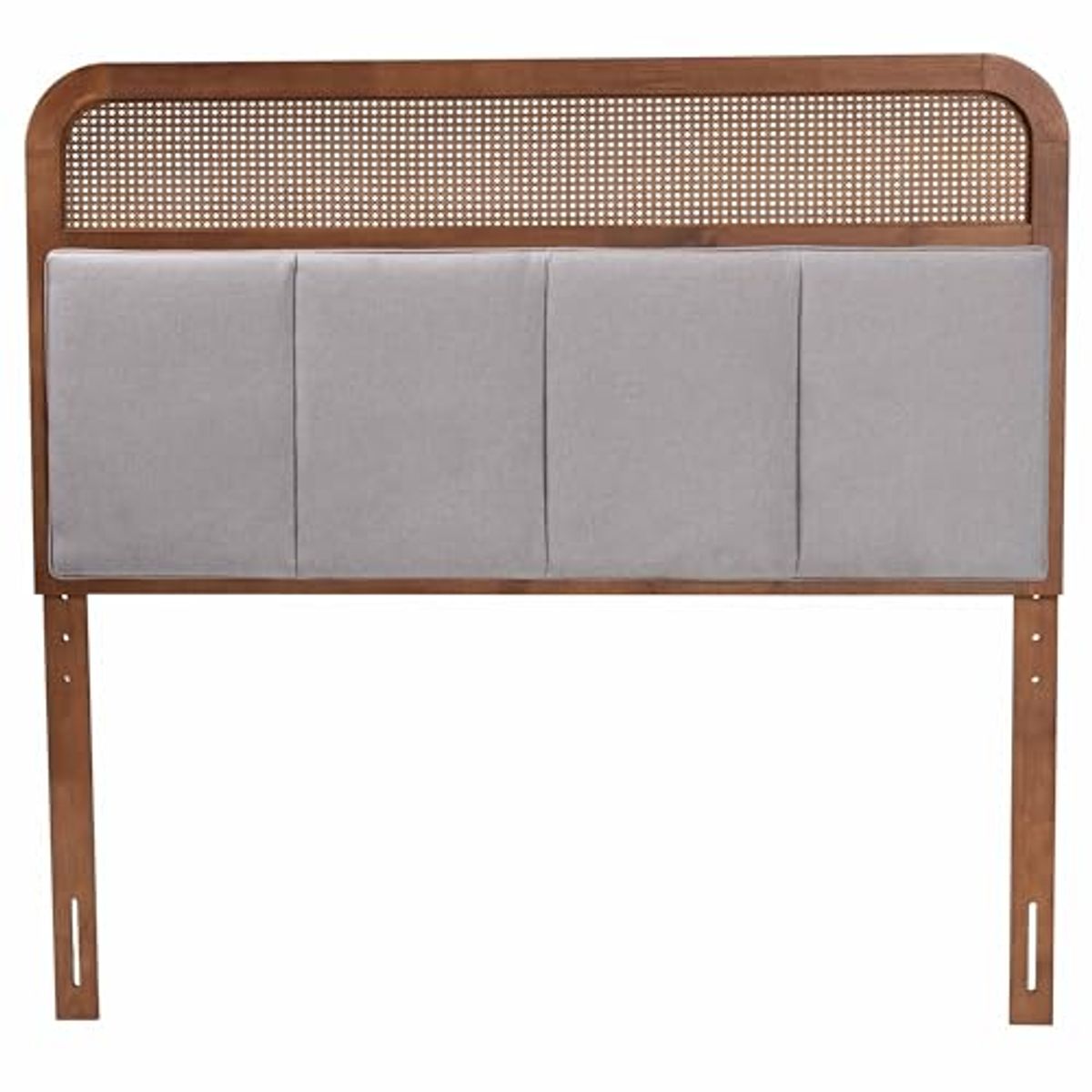 Baxton Studio Esti Headboard, King, Light Grey/Ash Walnut