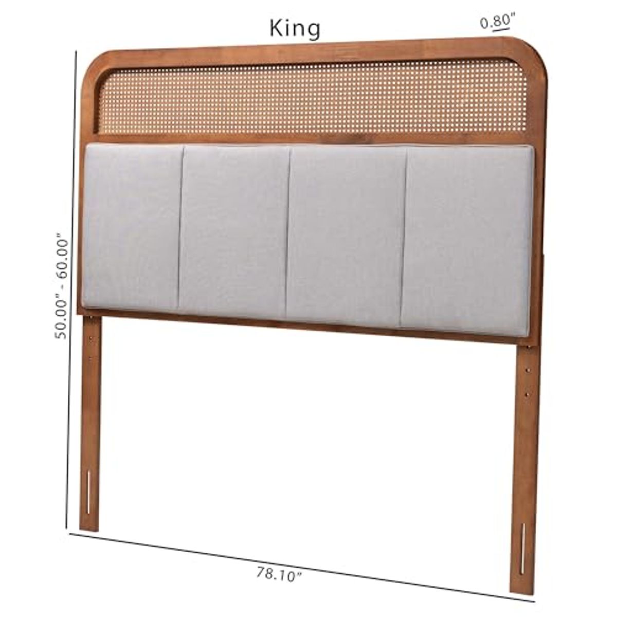 Baxton Studio Esti Headboard, King, Light Grey/Ash Walnut