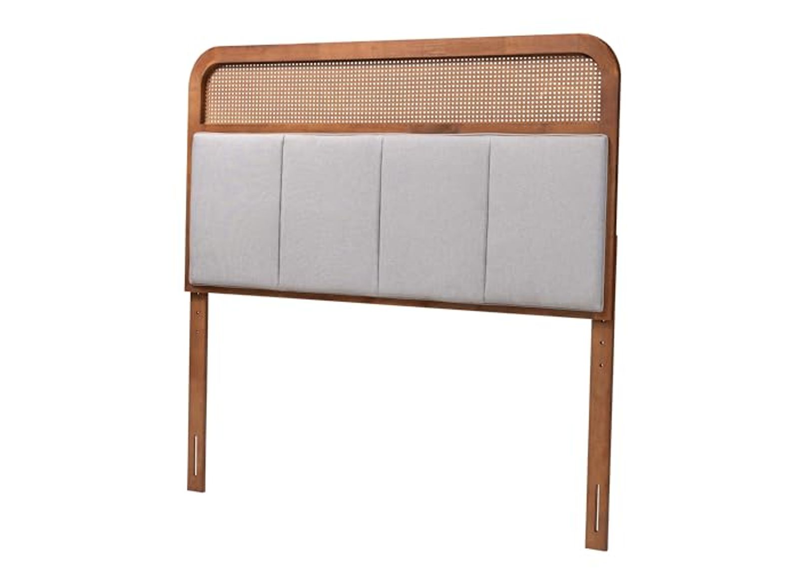 Baxton Studio Esti Headboard, King, Light Grey/Ash Walnut