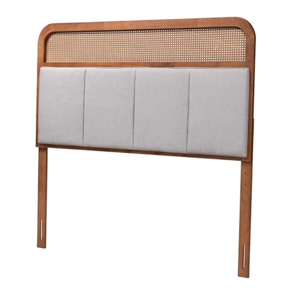 Baxton Studio Esti Headboard, King, Light Grey/Ash Walnut