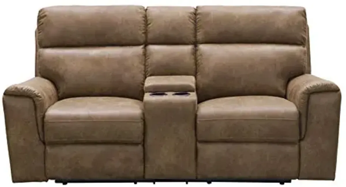 Abbyson Living Lawrence Fabric Reclining Console Loveseat, Camel