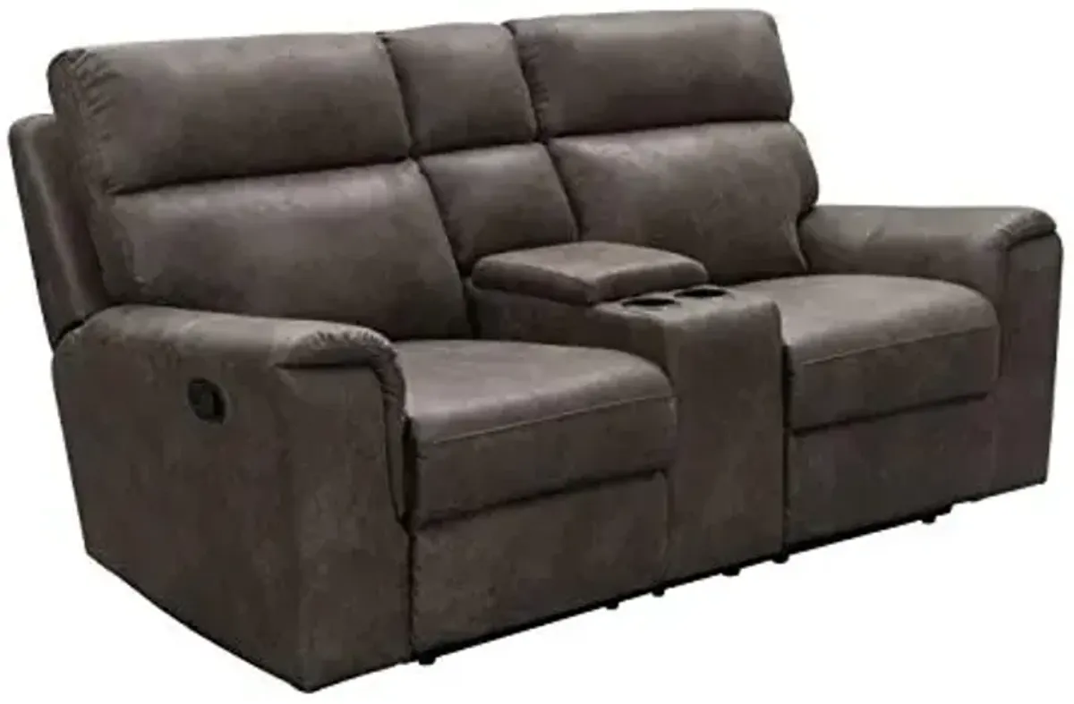 Abbyson Living Lawrence Fabric Reclining Console Loveseat, Dark Brown