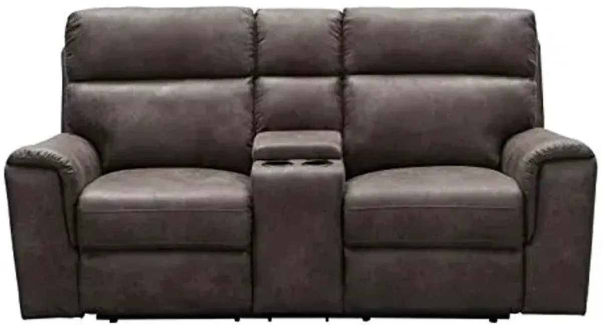 Abbyson Living Lawrence Fabric Reclining Console Loveseat, Dark Brown