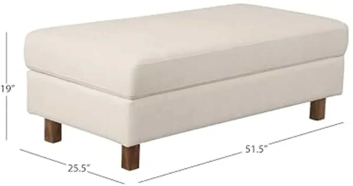 Abbyson Living Berkeley Fabric Reversible Sectional and Ottoman, Cream