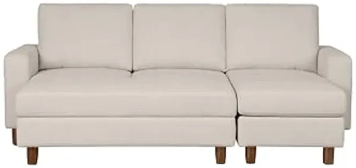 Abbyson Living Berkeley Fabric Reversible Sectional and Ottoman, Cream