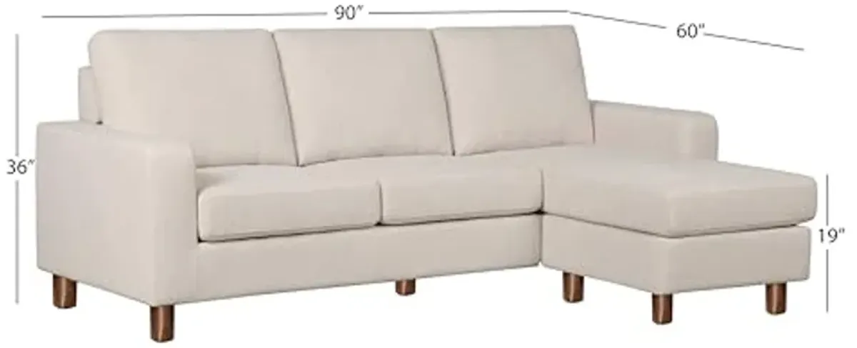 Abbyson Living Berkeley Fabric Reversible Sectional and Ottoman, Cream