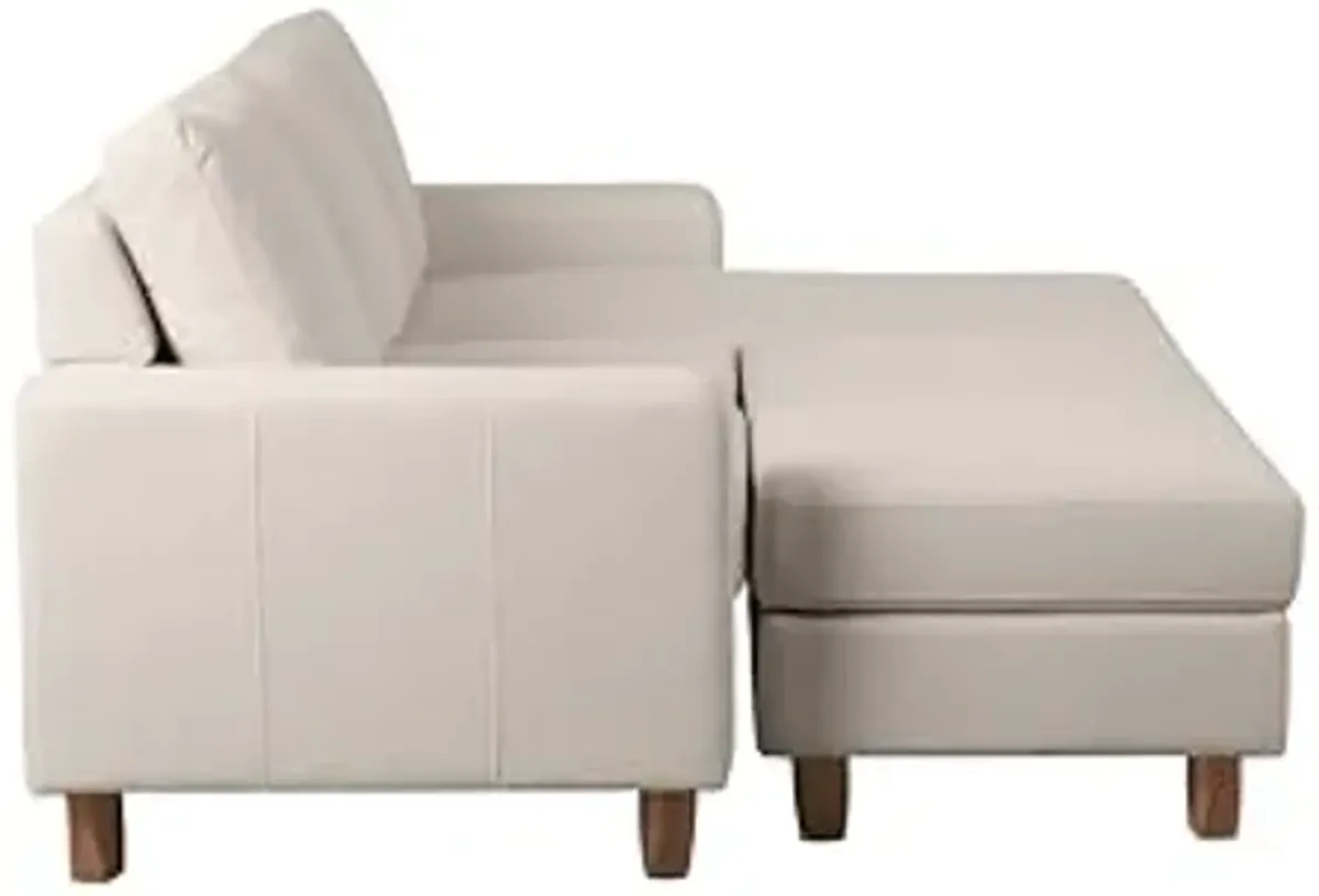 Abbyson Living Berkeley Fabric Reversible Sectional and Ottoman, Cream