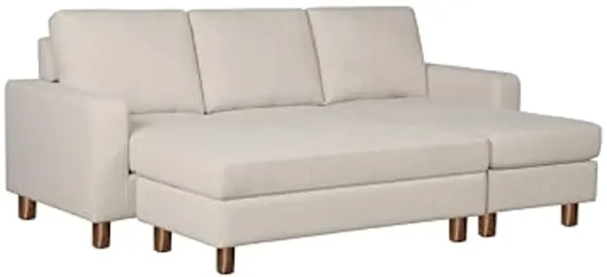 Abbyson Living Berkeley Fabric Reversible Sectional and Ottoman, Cream