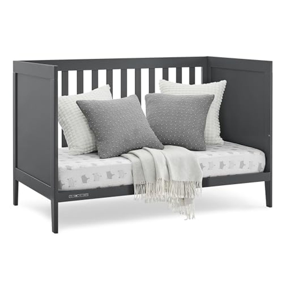 Delta Children Hayes 4-in-1 Convertible Crib - Greenguard Gold Certified, Charcoal Grey