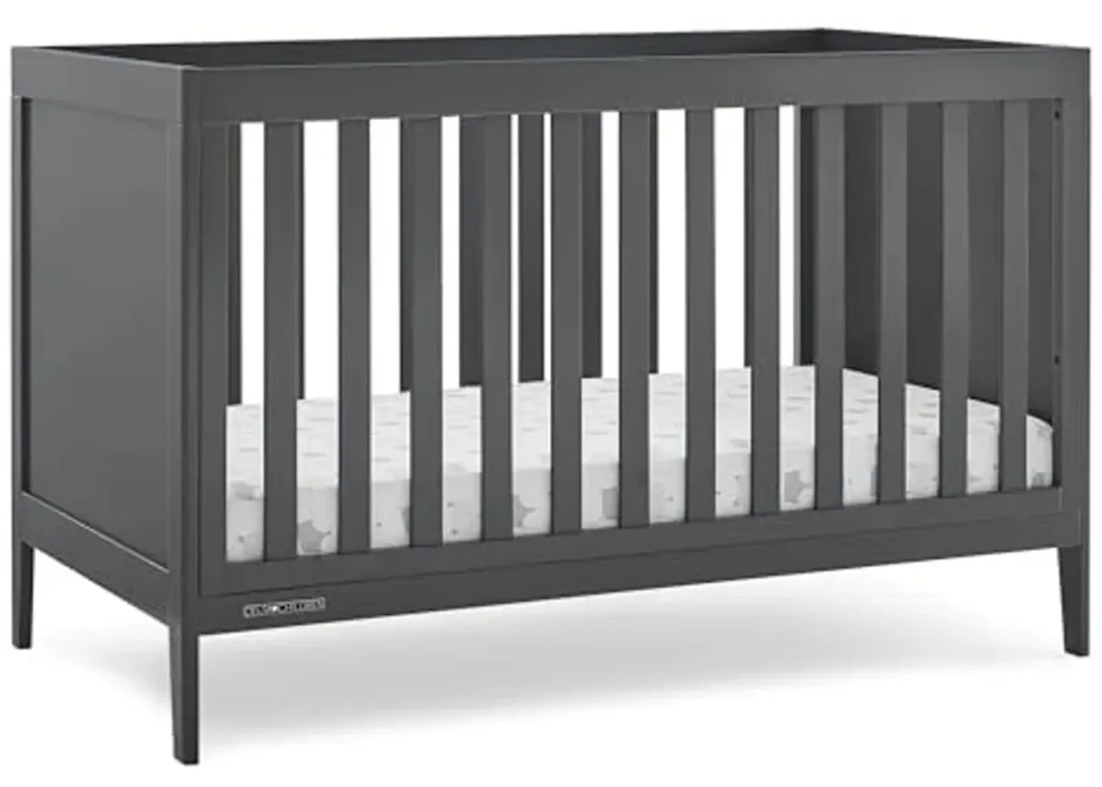 Delta Children Hayes 4-in-1 Convertible Crib - Greenguard Gold Certified, Charcoal Grey