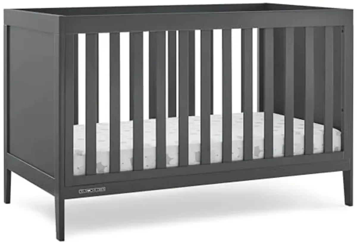 Delta Children Hayes 4-in-1 Convertible Crib - Greenguard Gold Certified, Charcoal Grey