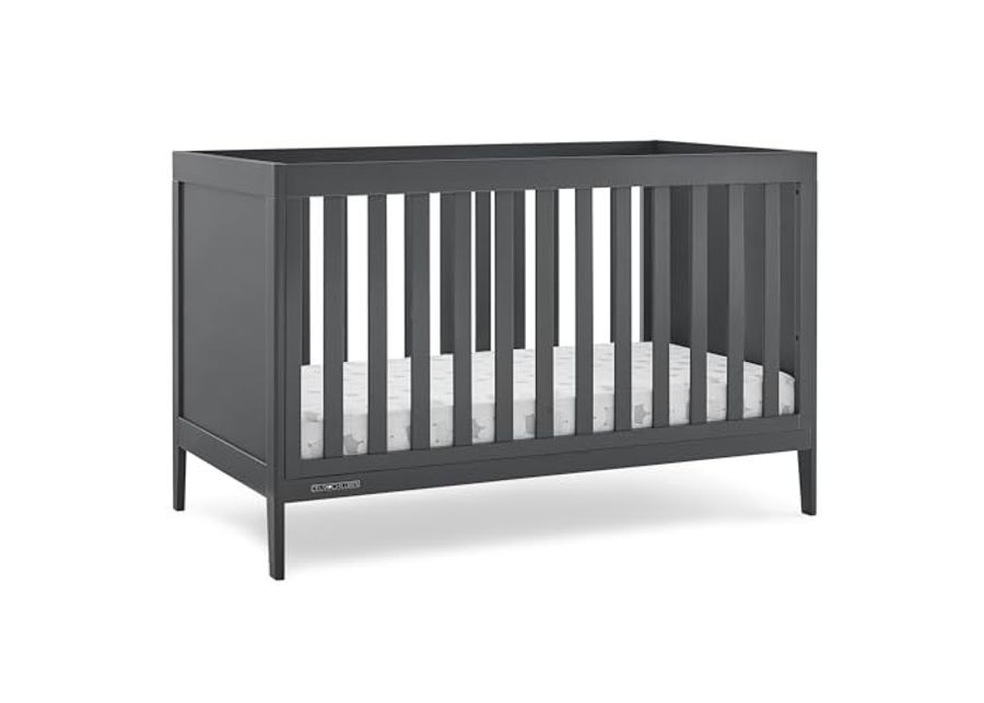 Delta Children Hayes 4-in-1 Convertible Crib - Greenguard Gold Certified, Charcoal Grey