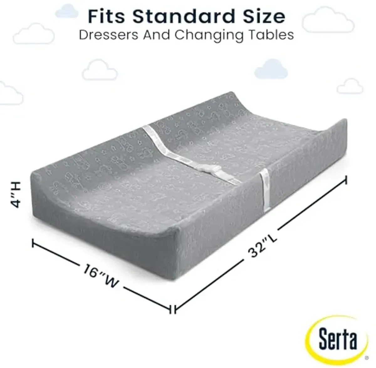 Serta Perfect Sleeper Changing Pad with Plush Cover Set, Grey