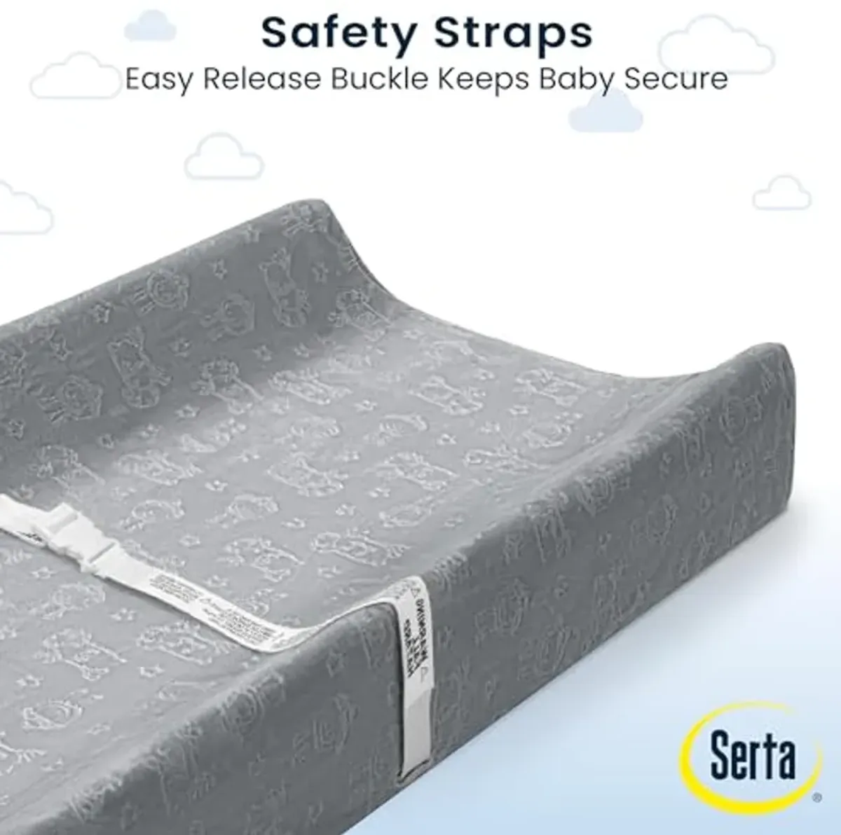 Serta Perfect Sleeper Changing Pad with Plush Cover Set, Grey