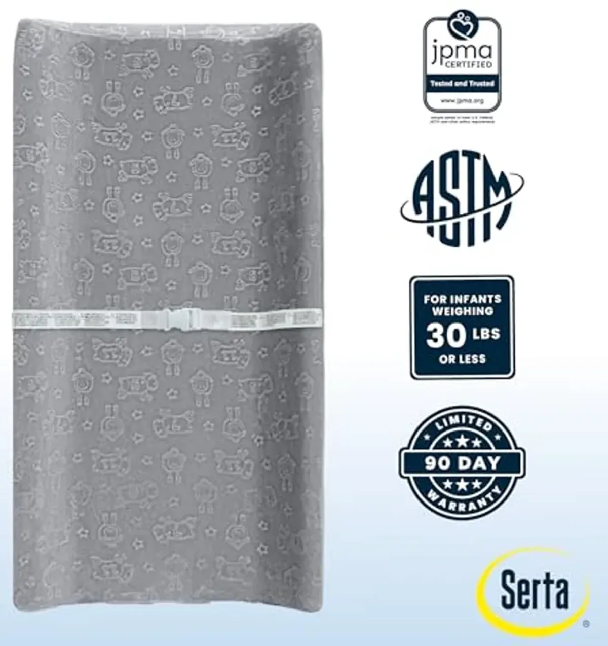 Serta Perfect Sleeper Changing Pad with Plush Cover Set, Grey