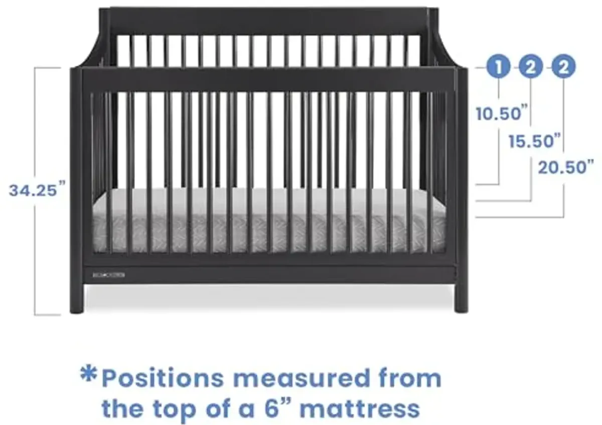 Delta Children Brooks 6-in-1 Convertible Crib - Greenguard Gold Certified, Midnight Grey