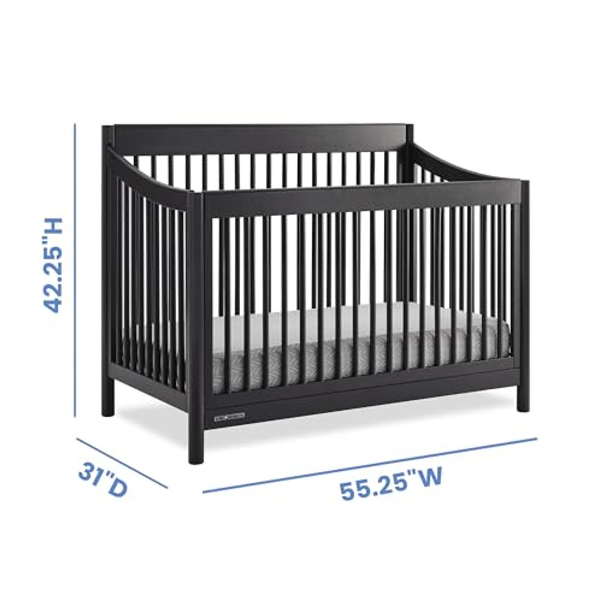 Delta Children Brooks 6-in-1 Convertible Crib - Greenguard Gold Certified, Midnight Grey