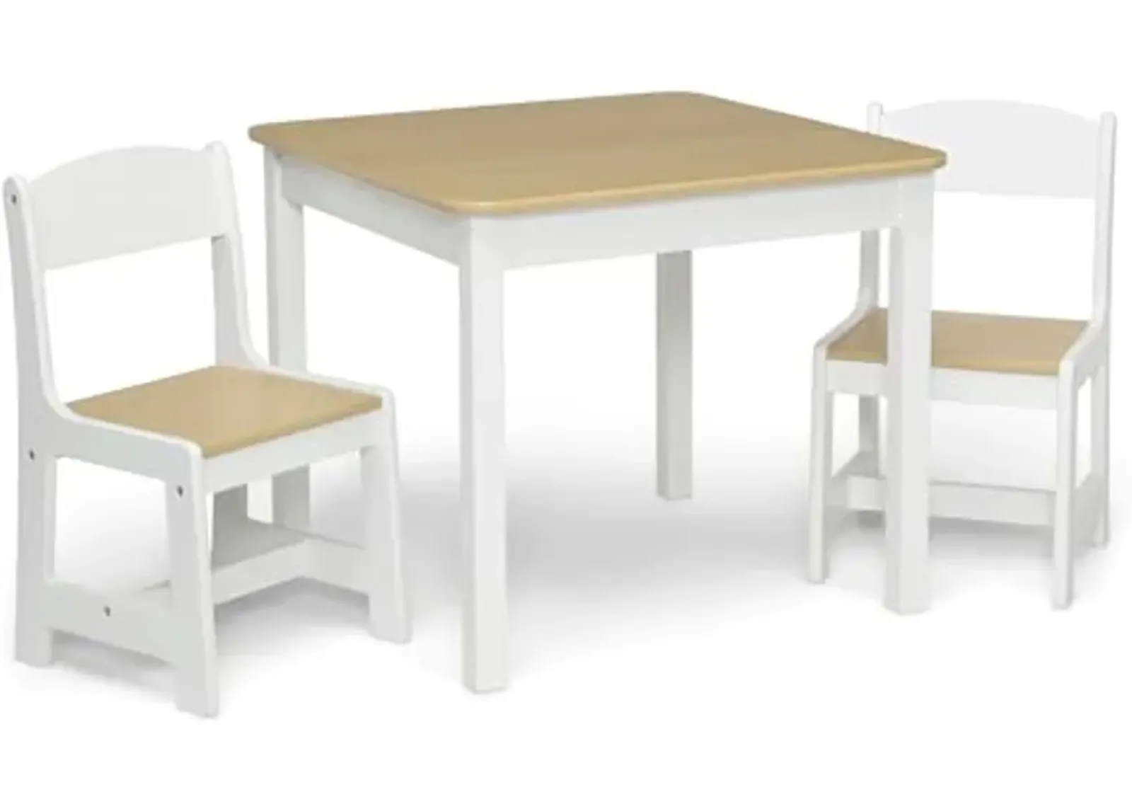 Delta Children MySize Kids Wood Table and Chair Set (2 Chairs Included) - Ideal for Arts & Crafts, Snack Time, Homeschooling, Homework & More, Bianca White/Natural